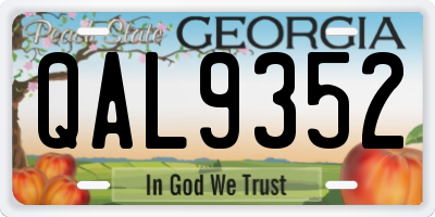 GA license plate QAL9352