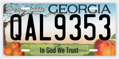 GA license plate QAL9353