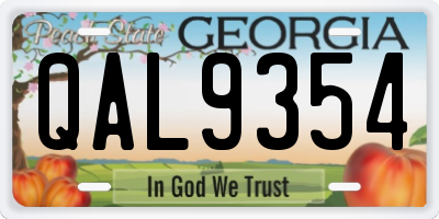 GA license plate QAL9354