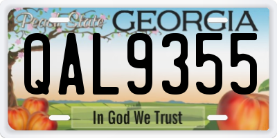 GA license plate QAL9355