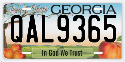 GA license plate QAL9365
