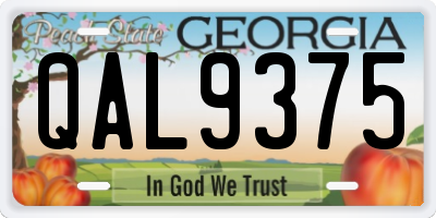 GA license plate QAL9375