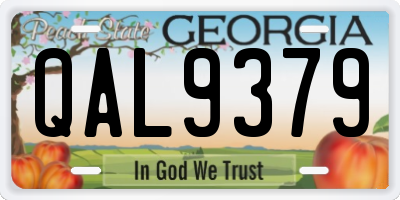 GA license plate QAL9379