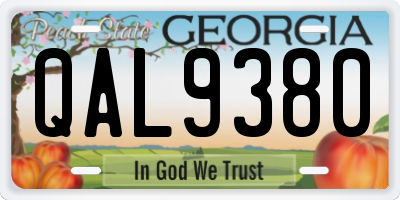 GA license plate QAL9380