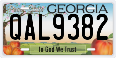 GA license plate QAL9382