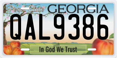 GA license plate QAL9386