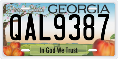 GA license plate QAL9387