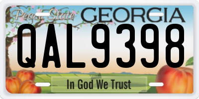 GA license plate QAL9398