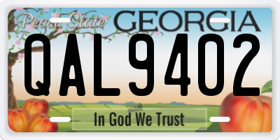 GA license plate QAL9402
