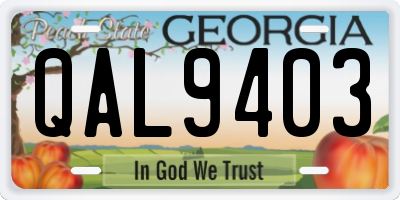 GA license plate QAL9403