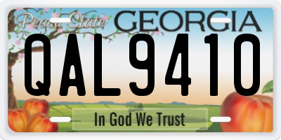 GA license plate QAL9410