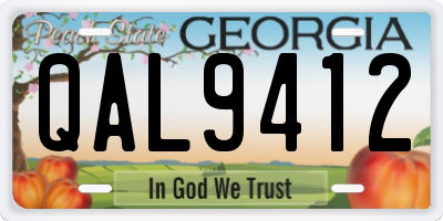 GA license plate QAL9412