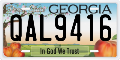 GA license plate QAL9416