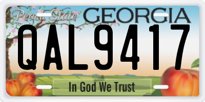 GA license plate QAL9417