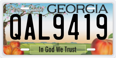 GA license plate QAL9419