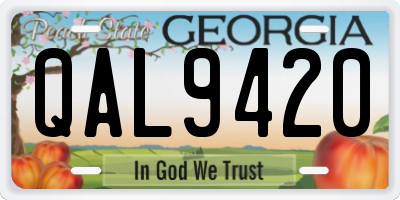 GA license plate QAL9420