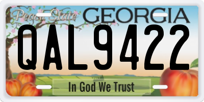 GA license plate QAL9422