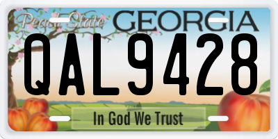 GA license plate QAL9428