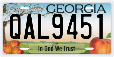 GA license plate QAL9451