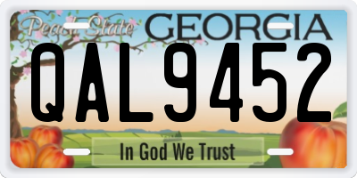 GA license plate QAL9452