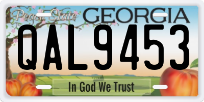 GA license plate QAL9453