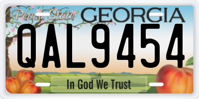 GA license plate QAL9454
