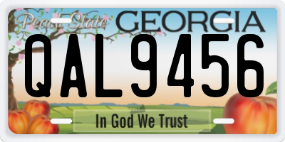 GA license plate QAL9456