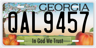 GA license plate QAL9457