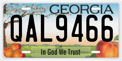 GA license plate QAL9466