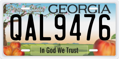 GA license plate QAL9476