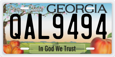 GA license plate QAL9494