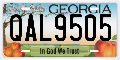 GA license plate QAL9505