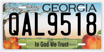 GA license plate QAL9518