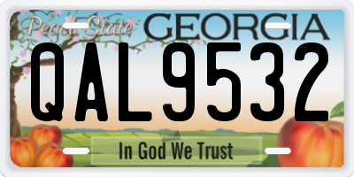 GA license plate QAL9532