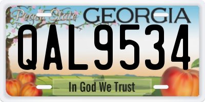 GA license plate QAL9534