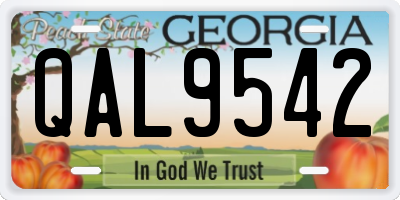 GA license plate QAL9542