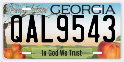 GA license plate QAL9543