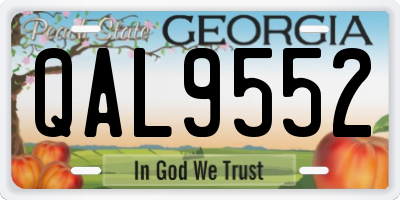 GA license plate QAL9552