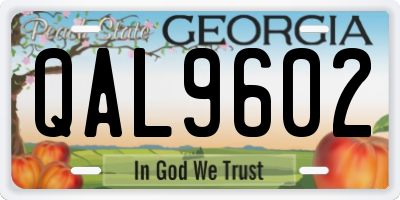 GA license plate QAL9602
