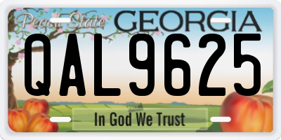 GA license plate QAL9625