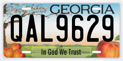GA license plate QAL9629