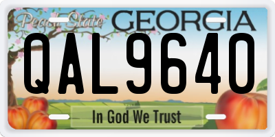 GA license plate QAL9640