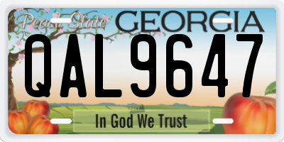 GA license plate QAL9647
