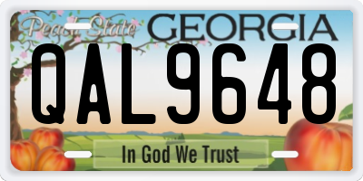 GA license plate QAL9648