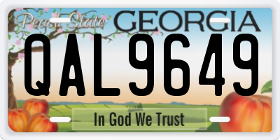 GA license plate QAL9649