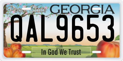 GA license plate QAL9653