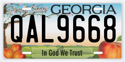 GA license plate QAL9668