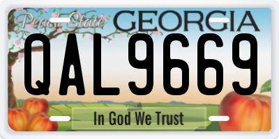 GA license plate QAL9669