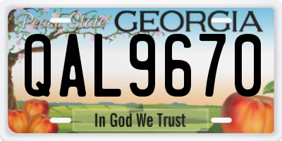 GA license plate QAL9670