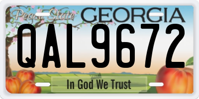 GA license plate QAL9672